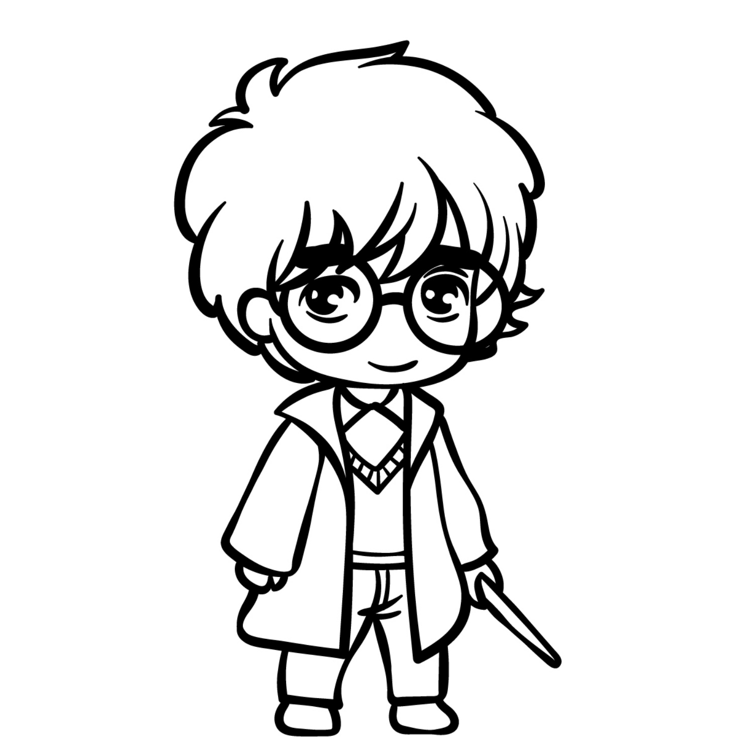 Tranh tô màu Harry Potter chibi đáng yêu cho bé