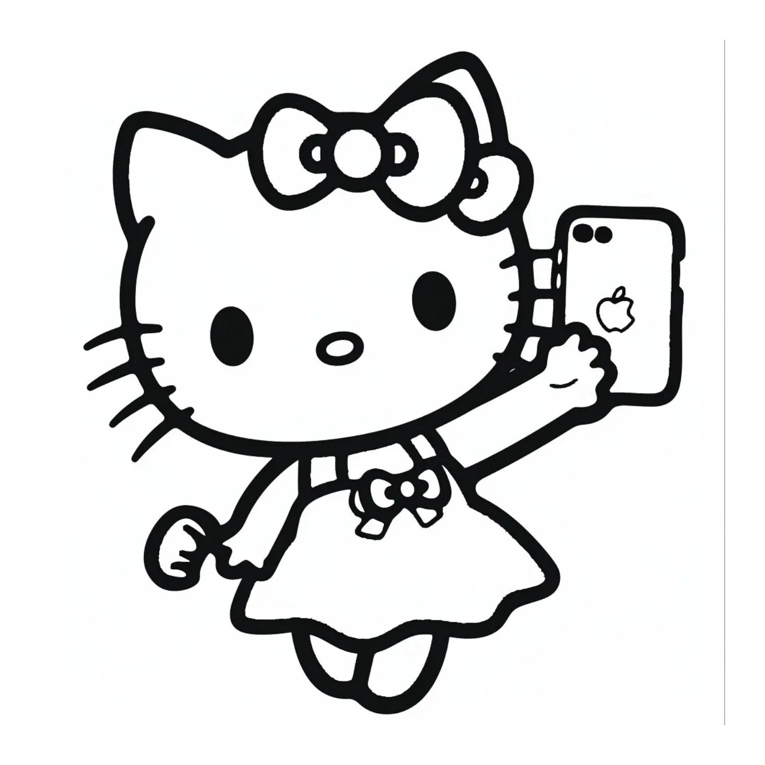 Tranh tô màu Hello Kitty selfie cực dễ thương dành cho bé