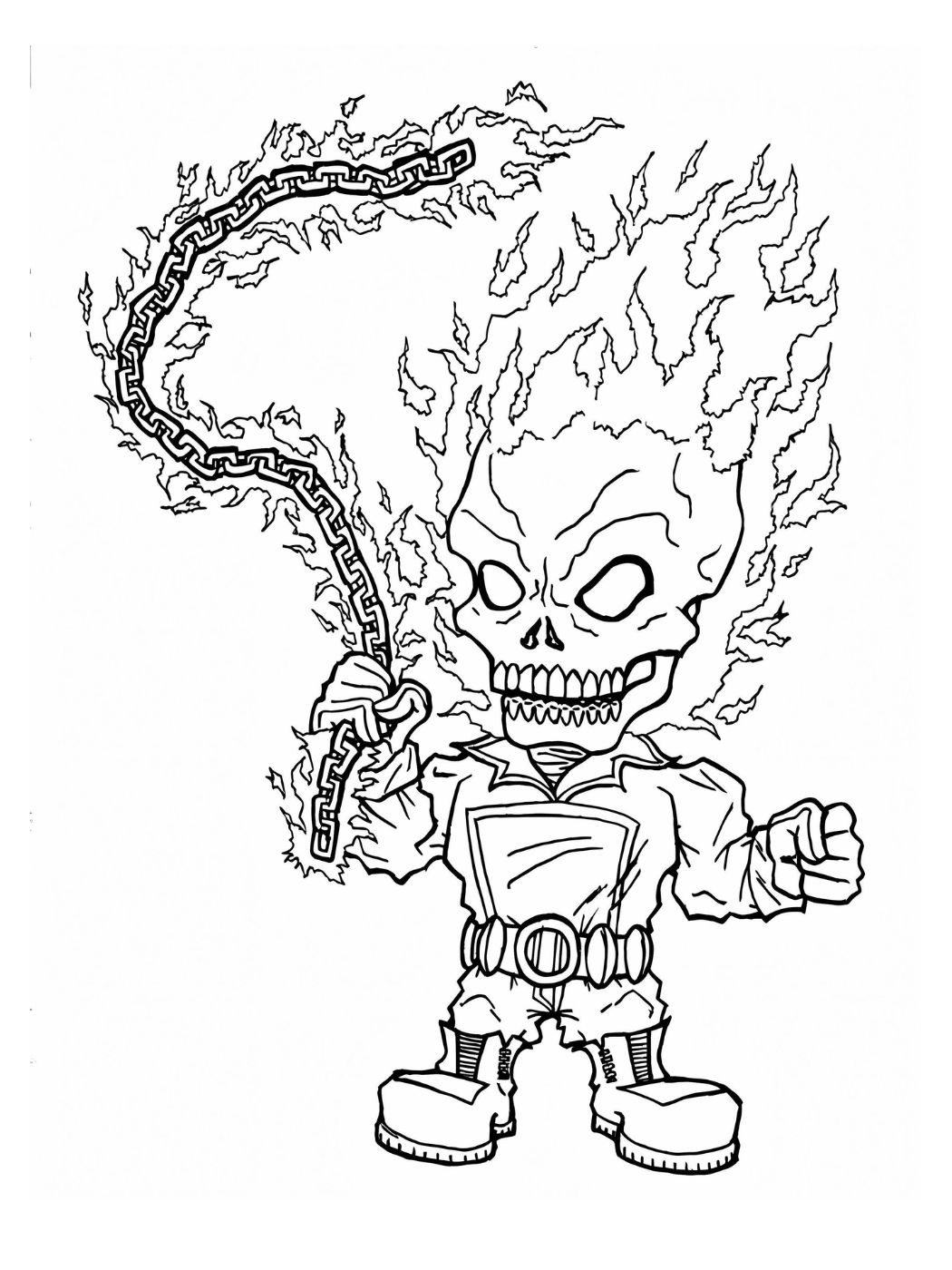 Tranh tô màu Ma Tốc Độ - Ghost Rider chibi cho bé tập tô