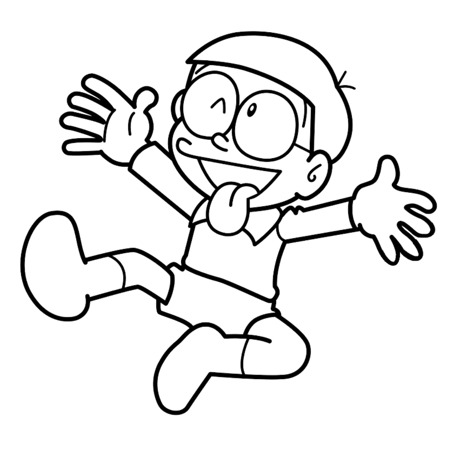 Tranh tô màu Nobita chibi có biểu cảm siêu ngộ nghĩnh cho bé