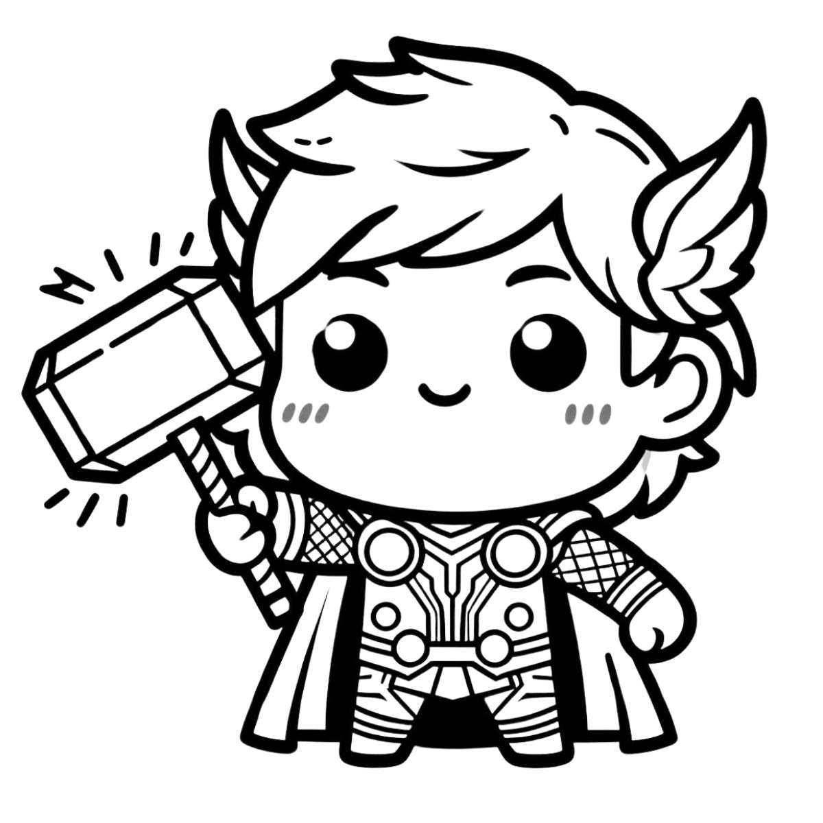 Tranh tô màu Thor chibi cho bé trai siêu đáng yêu