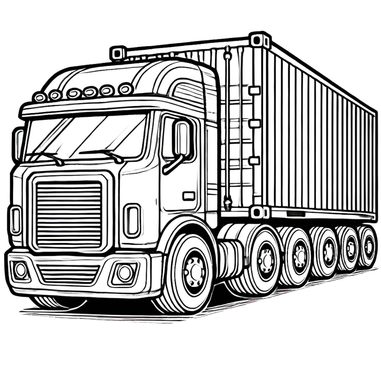 Tranh tô màu xe container, xe đầu kéo đẹp cho bé dễ download