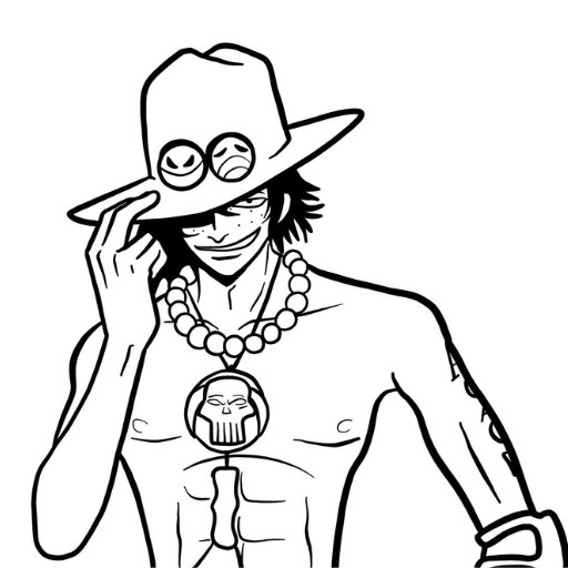 Mẫu tranh tô màu Ace One Piece vui nhộn dành cho bé