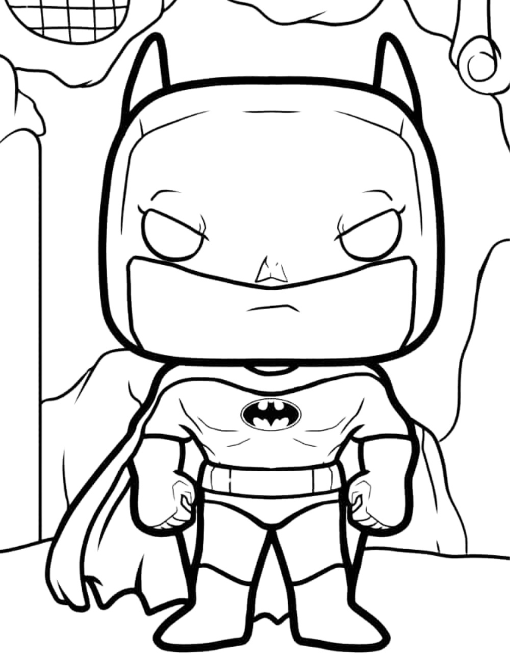 Hình tô màu Batman chibi đáng yêu cho bé