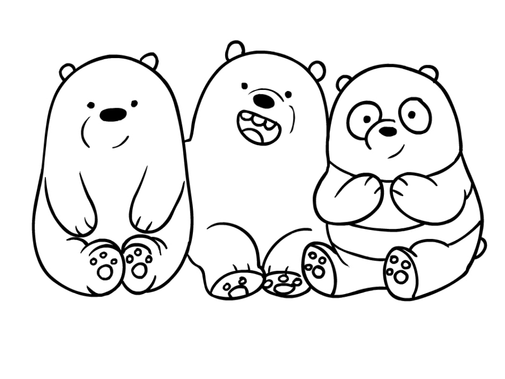 Tranh tô màu Chúng tôi đơn giản là gấu (We bare bears) cute