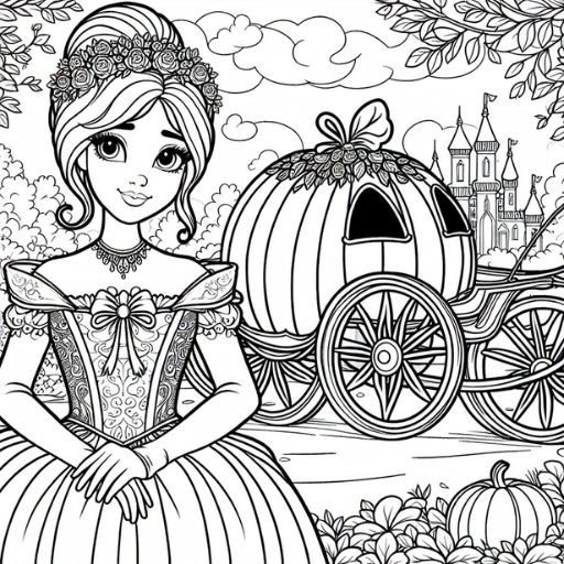 Mẫu tranh tô màu Cô bé Lọ Lem Cinderella đẹp nhất cho bé