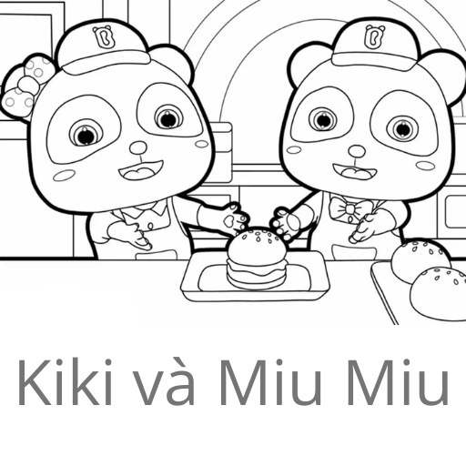 Mẫu tranh tô màu Kiki và Miu Miu cute cho bé tập tô