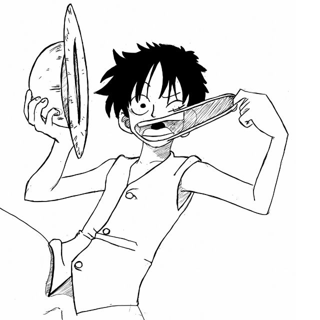 Tranh tô màu Luffy cute hài hước dành cho bé