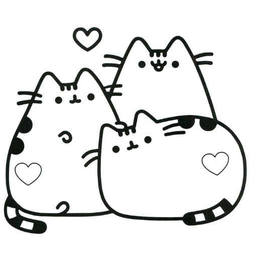 Mẫu tranh tô màu mèo Pusheen đáng yêu cho bé tập tô