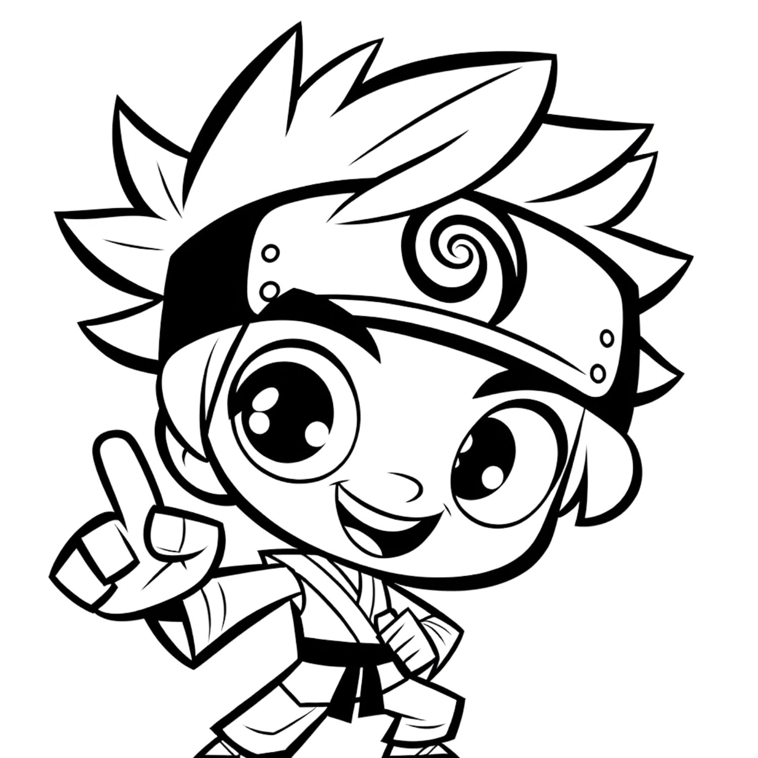 Hình tô màu Naruto chibi mặc đồ tập võ đáng yêu