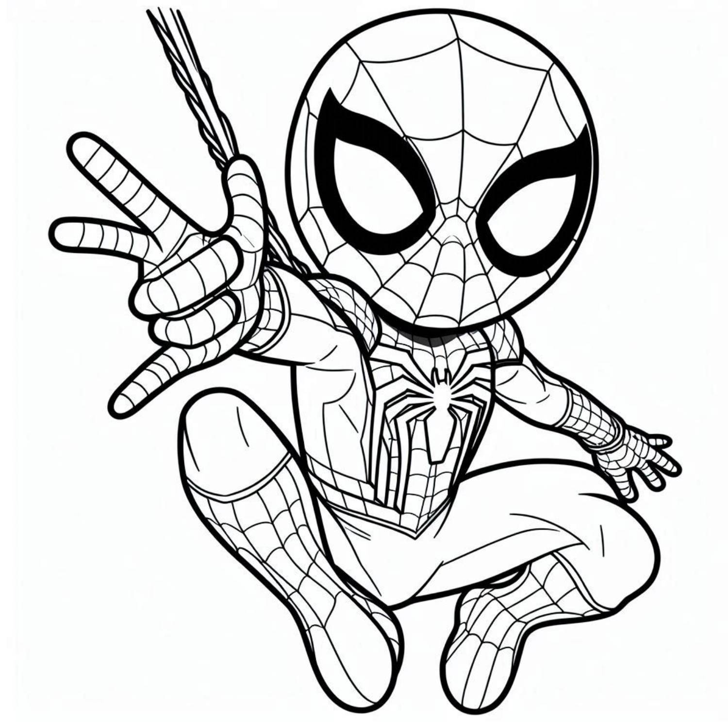 Hình tô màu người nhện chibi cho bé yêu thích Spider Man