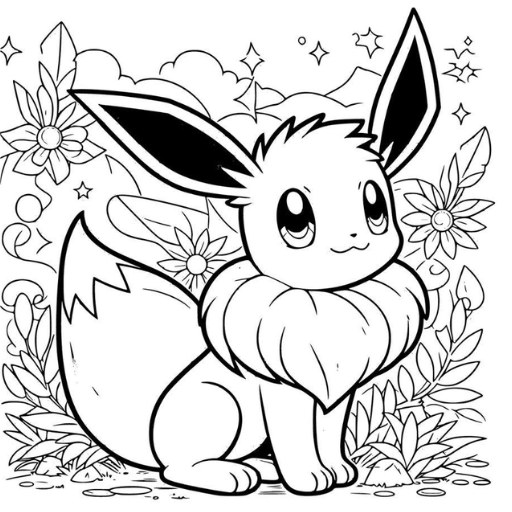 Mẫu tranh tô màu Pokemon Eevee đẹp nhất cho bé tập tô