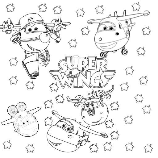 Mẫu tranh tô màu Super Wings - Đội bay siêu đẳng cho bé