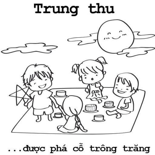 Mẫu tranh tô màu Trung thu cho bé siêu dễ thương