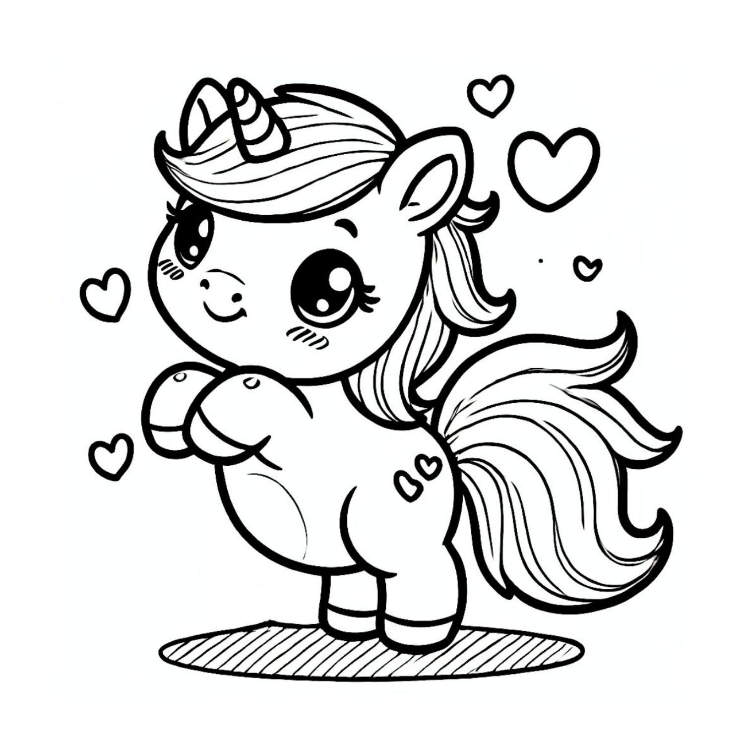 Hình tô màu Unicorn chibi đang yêu siêu dễ thương cho bé